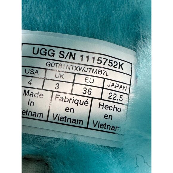 Youth 4 Ugg Australia Oh Yeah Light Blue Fluffy Soft Slippers 1115752K - Picture 8 of 8